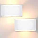 Lightess Modern LED Wall Sconce, Hardwired Indoor Wall Lights Set of 2, 3000K Up and Down Wall Mount Lamp, White Indoor Sconces 