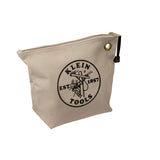 Klein Tools 5539NAT Zipper Bag, Canvas Tool Pouch is 10Inch Consumables Bag for Storing Parts, Brass Grommet for Easy Hanging, 