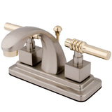 Kingston Brass Ks4649Ql Milano 4-Inch Centerset Lavatory Faucet With Metal Lever Handle, Brushed Nickel And Polished Brass