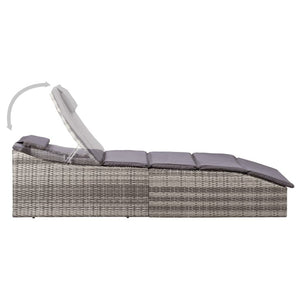 Vidaxl Poly Rattan Sunbed With Adjustable Backrest And Cushion, Gray - Durable, Weather-Resistant Outdoor Furniture For Patio, Poolside, Balcony, Camping Site