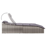 Vidaxl Poly Rattan Sunbed With Adjustable Backrest And Cushion, Gray - Durable, Weather-Resistant Outdoor Furniture For Patio, Poolside, Balcony, Camping Site