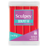 Polyform Sculpey III Polymer Oven-Bake Clay, Red Hot Red, Non Toxic, 2 oz. bar, Great for modeling, sculpting, holiday, DIY, mix