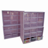 4 Pack Mini Desk Storage Organizer with 9 Clear Drawers, Plastic Small Stackable Desktop Craft Drawer Cabinet Storage Box, Wall 