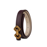 Fdream WomenS Slim Leather Belt With Gold Designer Buckle Fashion Waist Belt For Jeans, Dresses, Trousers & Casual Wear (Dark 