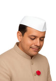 Fqzilon White Nehru Cap Cultural & Political Headwear White Nehru Topi Traditional Cap For Cultural Events