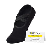 Mint & Oak Women NonSlip Pilates Socks With Grips Ankle Length, Black Pack Of 1 | Silicone Cotton Socks | Ideal For Yoga, Pilat