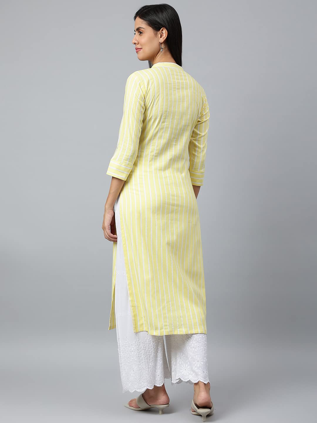 Anni Designer Women'S Cotton Blend A-Line Printed Kurta (Shrita Yellow_S_Yellow_Small),Yellow,S,Cotton Blend,A-Line,kurta