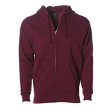Independent Trading Co. Heavyweight Full-Zip Hooded Sweatshirt - Maroon, S