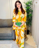 Anni Designer Women'S Cotton Blend Printed Ethnic Co-Ord Set (Gunta Yellow-Nw_L_Yellow_Large),Yellow,L,Cotton Blend,Regular,