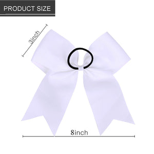 Hipcheer 20pcs 8 Large White Cheer Bows for Girls, Hand-made Grosgrain Ribbon Hair Accessories for Teen Girls Softball Cheerle