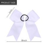 Hipcheer 20pcs 8 Large White Cheer Bows for Girls, Hand-made Grosgrain Ribbon Hair Accessories for Teen Girls Softball Cheerle