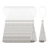 ATORSE 4x30xSilky Handmade Soft Tassels Floss Bookmark Tassels with Cord Loop for DIY Silver