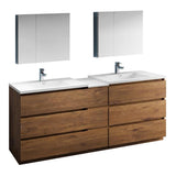 Fresca Lazzaro 84 Rosewood Free Standing Double Sink Modern Bathroom Vanity W/Medicine Cabinet - Faucet Sold Separately
