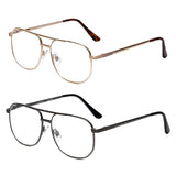 Calabria 1106 Aviator Reading Glasses with Gunmetal/Gold Frame & Clear Lens (2-Pack) - Metal | Wire Rimmed Aviator Readers for M