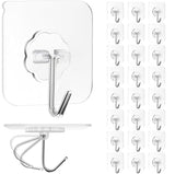 PapaPick Adhesive Wall Hook, Set Heavy-Duty Thickened self-Adhesive Hook,24Pcs,33lb max Loading,Transparent, Waterproof, Bathroo