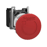 Schneider Electric XB4BS8442 Emergency Switching Off Push Button Switch for Industrial Machinery, Chromium Plated Metal Bezel, F