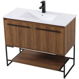 Elegant Decor Gerard 40 Single Porcelain Top Bathroom Vanity In Walnut Brown