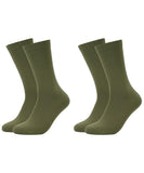Mukhaksh (2 Pairs Men Cotton Calf Length Crew Length Long Olive Green Socks