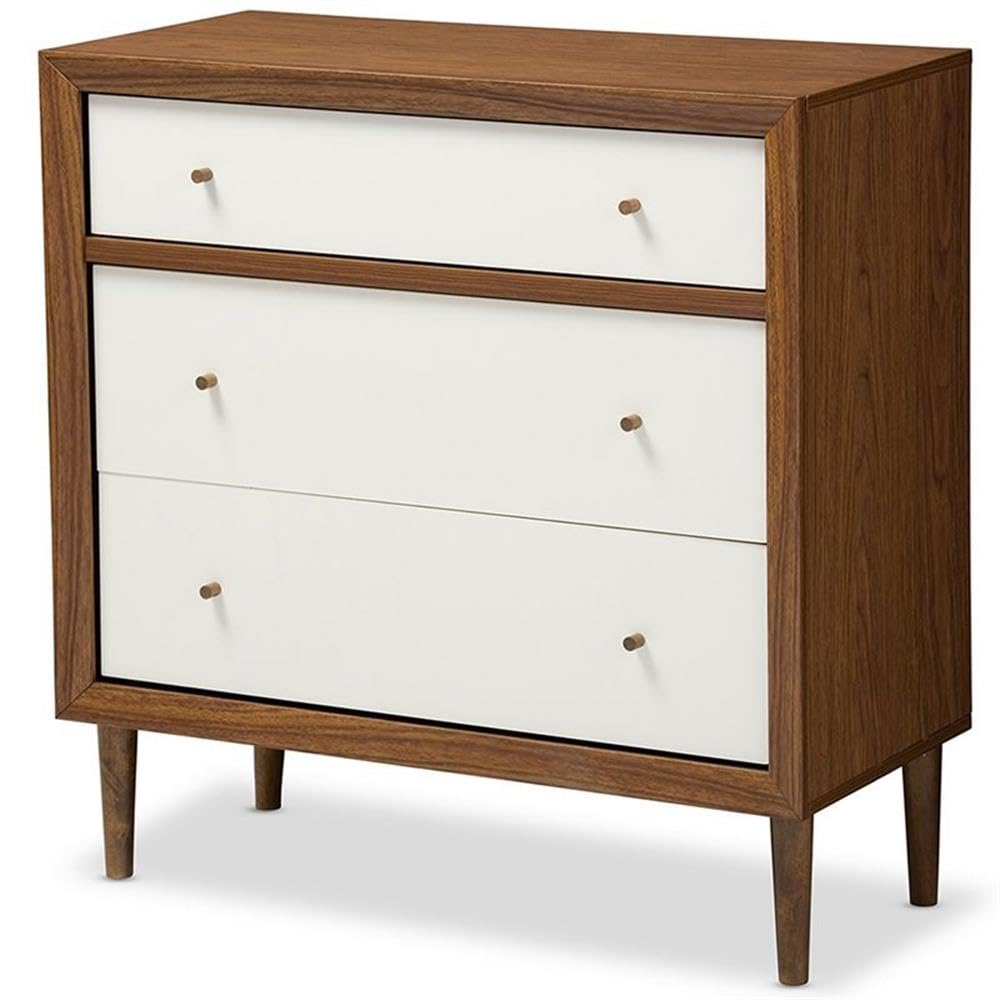 Baxton Studio Fp-6782-Walnutwhite Chests-Of-Drawers, Medium, White And Walnut
