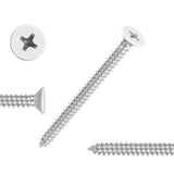 QISHENG White Head 100 PCS #4x7/8(0.875 inch) Stainless Steel Phillips Flat Head Wood Screws,Stainless Steel 18-8 A2(304) Screw