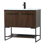 Elegant Decor Sloane 36 Mdf And Steel Single Bathroom Vanity In Walnut