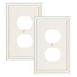 TREEWELL 2-Pack Duplex Outlet Cover, Durable Solid Zinc Alloy Decorative Switch Plates and Outlet Covers, Light Almond Wall Plat