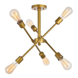 Living District Indoor Modern Home Decor Bright Axel 6 Lights Brass Flush Mount
