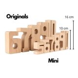 SumBlox Mini (Basic Set) - Set of 80 Mini STEM Solid Wood Educational Numbers, Including Wooden Box and Pack of 80 Activity Card