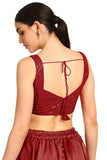 Soch Womens Maroon Sequinned Sweetheart Neck Georgette Padded Blouse Maroon 38