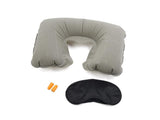 Ivar 3 In 1 Travel Set Inflatable Neck Pillow, Eye Mask And Ear Plugs Airline Travel Kit (Grey)