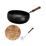 MERISHOPP Wok Pan General Fuel Pans Uncoated Cookware Boiling Cooking Wok Pots Iron Wok 24cm