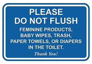 All Quality classic Framed Please Do Not Flush Thank You Bathroom Etiquette Sign - 5 x 7 (Blue)