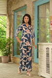 Leriya Fashion Rayon Printed A-Line Front Open Co-Ord Kurta Set For Women (Lf-W2115&Tr1067-M-Blue)
