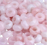 Adabele 30pcs Natural Pink Rose Quartz Gemstone 8x14mm Donut Rondelle Beads Large Hole ID 5.6mm for DIY Craft Jewelry Making GW-