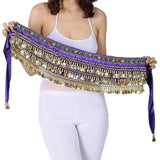Devarshee Belly Dance Hip Scarf, Gold Coins Waist Belt, Women And Girls (In, Waist, Purple Premium, Belly Dance)