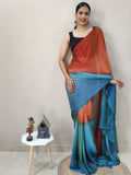 Satrani Womens Chiffon Ready To Wear Saree With Unstitched Blouse Piece(3029S196N_Orange)