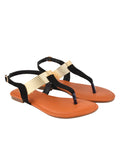 Shoetopia Stylish Ethnic Black Flat Sandals For Women & Girls /Uk8,Black,8,B0BZPV5WWN