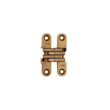 SOSS 204CUS4 Model #204 Mortise Mount Invisible Hinges with 4 Holes, Zinc, Satin Brass Finish, 23/8 Leaf Height, 1/2 Leaf W