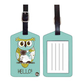 Nutcase Designer Luggage Travel Baggage Tags Single Tag With Name Card Inside Green Owl