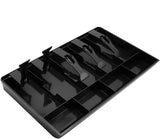 Wiscot Pack Of 1 Cash Register Drawer Insert Tray Cash & Coin Trey Plastic Cash Drawer Organizer Tray For Petty Cash Money Sto