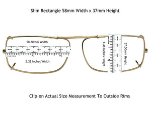 Slim Rectangle Non Polarized Clip on Sunglasses for Men and Women - Clip-On Sunglasses For Eyewear (Pewter Non Polarized Gray Le