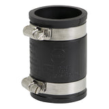 Supply Giant 6I46 Flexible PVC Coupling With Stainless Steel Clamps, 1.9 Inner diameter for 11/2 Nominal Pipe, Black