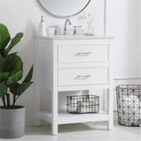 Elegant Decor Sinclaire 24 Single Quartz Top Bathroom Vanity In White
