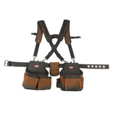 Bucket Boss AirLift Tool Belt with Suspenders, Tool Belts Original Series (50100) with 12 pockets, Brown , 52 Inch