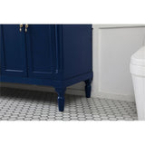 Elegant Decor Lexington 60 Solid Wood Double Bathroom Vanity In Blue