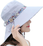 Alexvyan Grey Round Safari Reversable Designer Sunvisor Hats For Women Uv & Sun Protection Wide Brim Summer Cap For Girls Casual