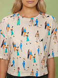 Toplot Tops For Women Casual Printed Crop Top With Half Sleeve (Crop-Top-5098-Chiku-M),Beige,,B0C1NP42LR