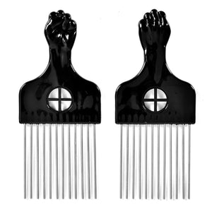 2 Pack Metal Hair Pick for Afro Hair, Hair Pick Afro Comb for Curly Hair, Afro Picks for Women/Men Hair Styling Hairdressing Too
