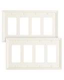 TREEWELL 2-Pack Quad Decorator Outlet Cover Plate, Light Almond Modern Decorative Switch Plates and Outlet Covers, Natural Bambo