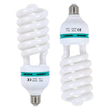 Aqirui 2 x 85W Light Bulb 5500K CFL Daylight Spiral Softbox Bulb in E27 Socket for Photography Photo Video Studio Lighting